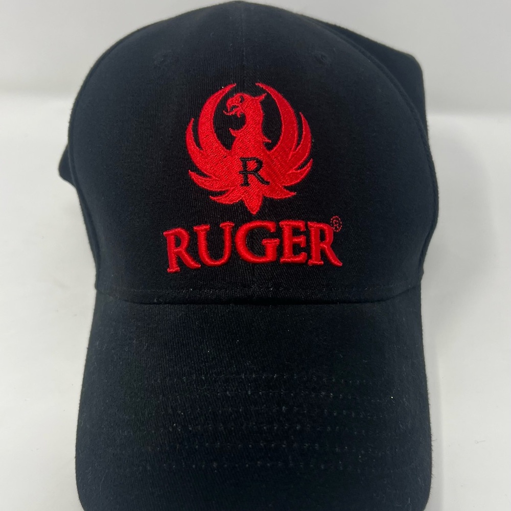 Ruger Firearms Black Cotton Twill Strapback Cap Hat Embroidered Nu Fit L/XL